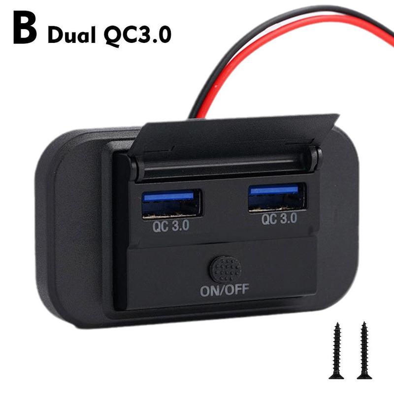 Product Introduction of Quick Charge PD Type C Dual USB Ports Car Bus Charger Socket Adapter 12V/24V USB Power Panel F7C2 72