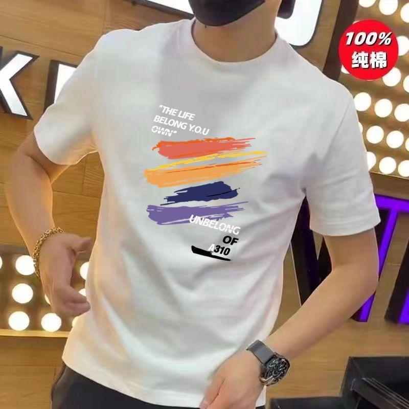Product Introduction of Pure Cotton Short Sleeve T-Shirt for Men, Summer New Trendy High-End Half Sleeve Versatile Loose Plus Size Fashion Breathable Shirt for Women 27