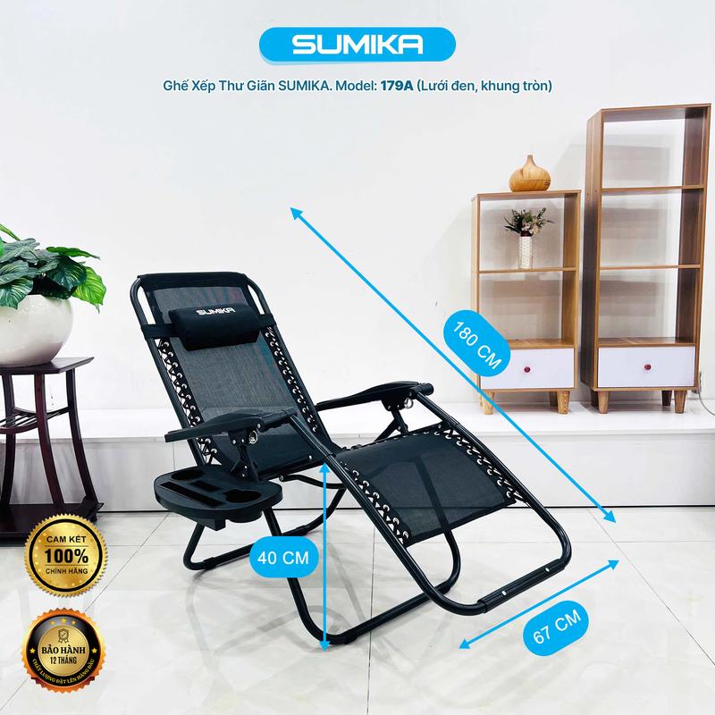 Product Introduction of Ghế xếp thư giãn SUMIKA 179A, khung thép sơn tĩnh điện, vải lưới thoáng mát 2