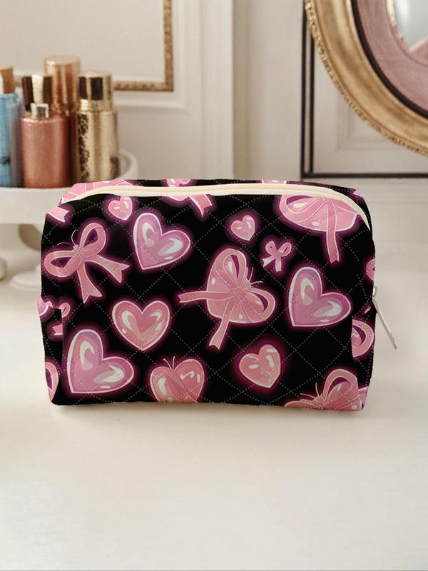 Heart Pattern Makeup Bag, Portable Zipper Makeup Storage Bag, Lightweight Travel Bag, Suitable for Business Trips, Travel, Valentine's Day Gifts 3