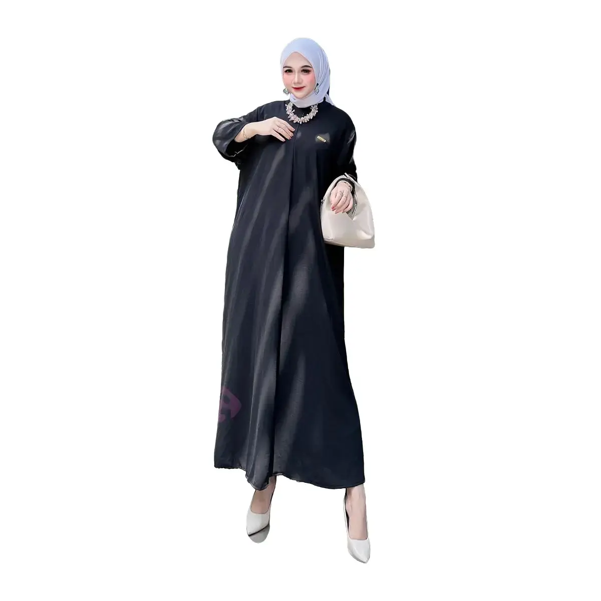Dress Daster Gamis Crinkle Polos Cantik Kekinian Lengan Tangan 3/4 Panjang Semata Kaki Busui Jumbo LD 120 Murah Airflow Flowy Kain Lembut Muslim Tunik Nyaman Polos