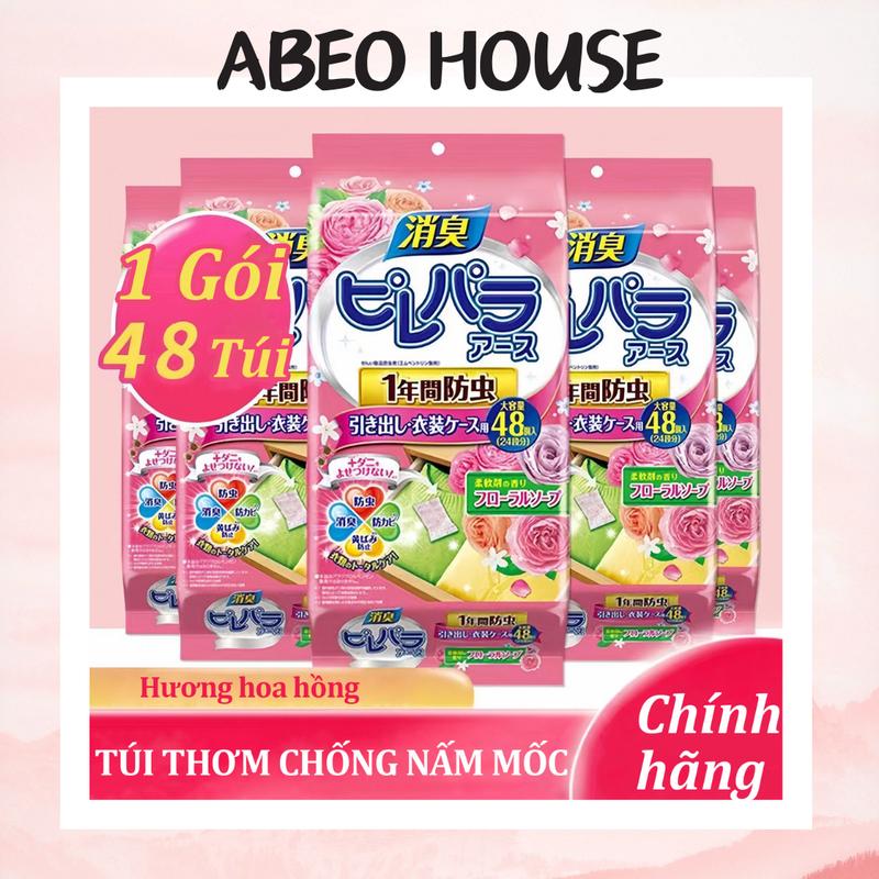 Gói 48 Túi Chống Nấm Mốc Hương Hoa Hồng Khử Mùi Hôi Chống Ẩm Mốc Để Tủ Quần Áo Tủ Giày tinh dầu thơm phòng