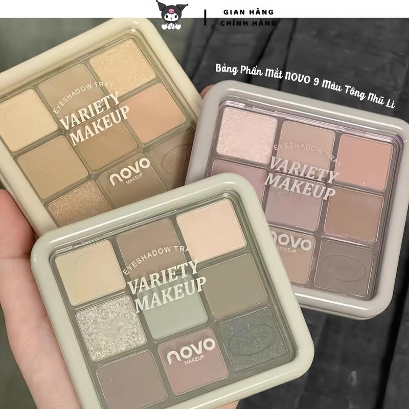 Bảng Phấn Mắt NOVO 9 Màu Tông Nhũ Lì Trang Điểm Bền Màu Lâu Trôi KUROMI Nữ Cosmetic Eyeshadow Nhũ Mắt