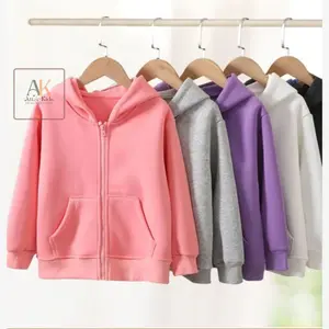 ATkids Jaket Hoodie Zipper Polos Anak Usia 3-10 Tahun Laki-laki Perempuan Warna Pastel Bahan Fleece Tebal Gramasi 280 Premium Fashion