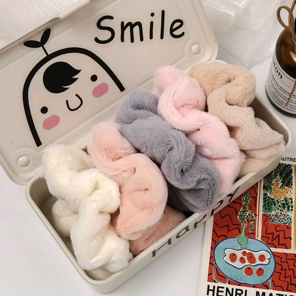 Dây đàn hồi tóc, mềm mại và bồng bềnh, Dây Bungee dày với Lông Thỏ Giả, Dây Buộc Tóc Ngọt Ngào và đơn giản tự làm, Thích hợp cho các cô gái tuổi teen, Phụ kiện băng đô Đa Năng