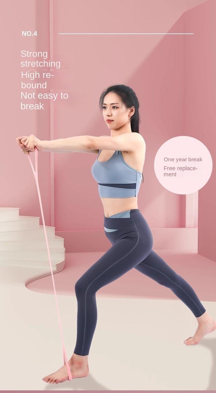 Product Introduction of 8-Shape Resistance Band for Women Back Opening Exercise Shoulder Slimming Back Artifact Home Yoga Stretching Belt Back Silicone Thickened Elastic Rope 11