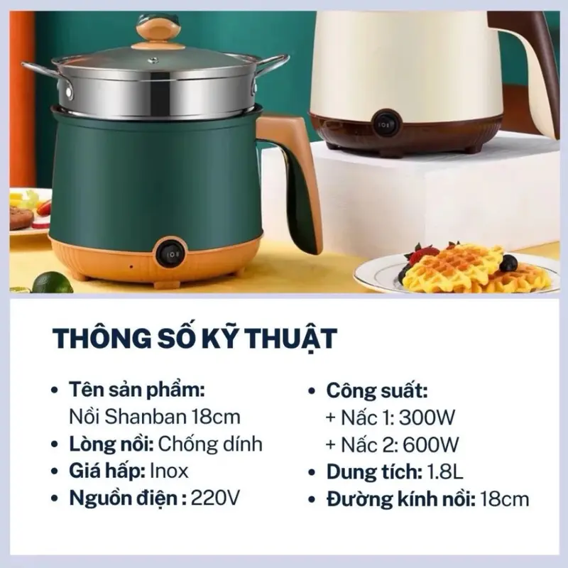 Nồi lẩu điện đa năng 2 tầng , xào nấu , mì ăn liền gia đình công xuất lớn - nồi điện nấu ăn 8