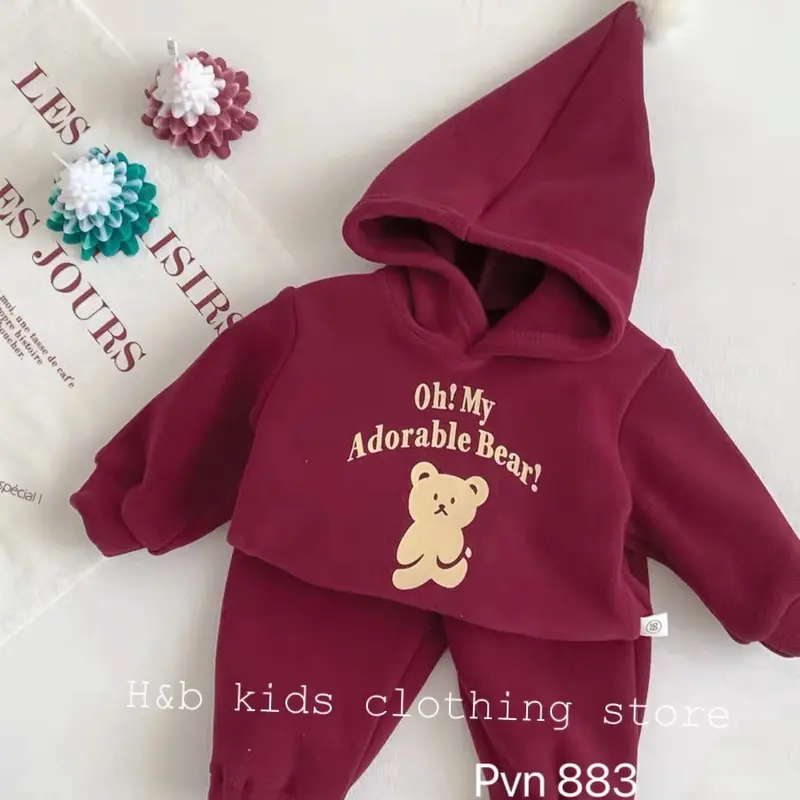 Bộ quần áo thu đông zip lông hai mặt cho bé trai bé gái (Xả lỗ) 3