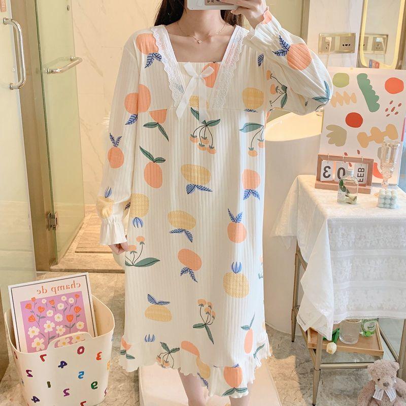 Đồ Ngủ Nữ, Bộ Sưu Tập Thu Đông, Váy Ngủ Dài Tay, Phong Cách Công Chúa Dễ Thương Ngọt Ngào Hàng Mới Về, Thích Hợp Cho Học Sinh Và Phụ Nữ, Mặc Nhà Mùa Thu, 2024 7