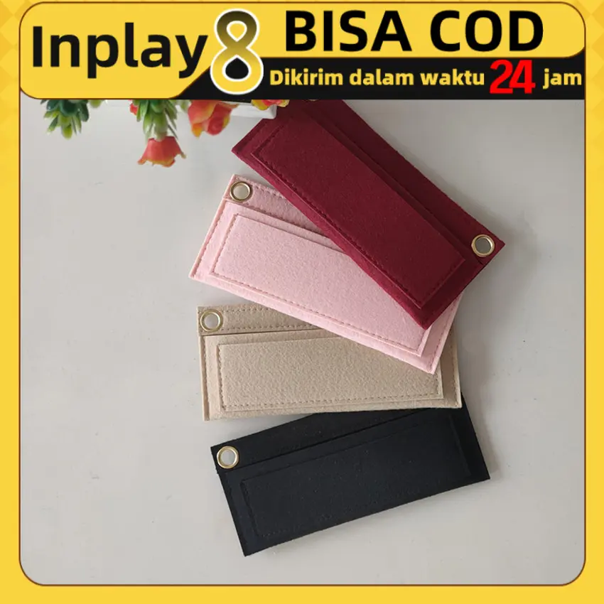 Dalaman Tas Felt Organizer Insert Clutch Wallet On Chain Penjaga Bentuk Tas Anti Lecet Slot Kartu Multifungsi Ringan Rapi Cocok Untuk Perjalanan Harian