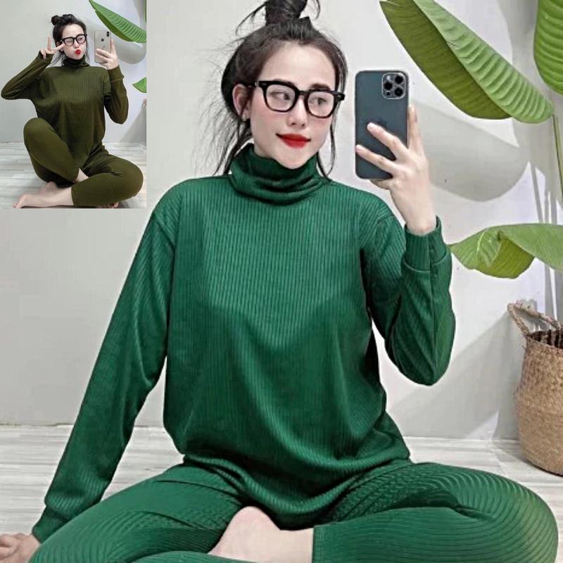  B-06 bộ ủ kem Cổ lọ chất thun tăm lạnh quần dài 2 túi 