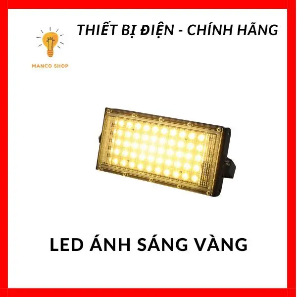 Đèn Led pha ngoài trời 50W - 220v kháng nước ánh sáng vàng