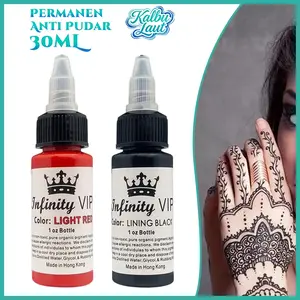 30mL Tinta Tato Hitam/Merah Tidak Merusak Kulit Pemula/Hobbyis Profesional Pigmen Tato Anti Pudar