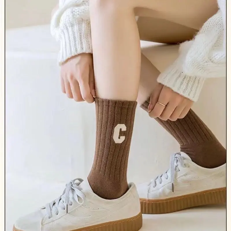 Set 10 Đôi Tất Cao Cổ Tông Nâu Họa Tiết Chữ C Cực Hot Phong Cách Hàn tt22 Menswear 7