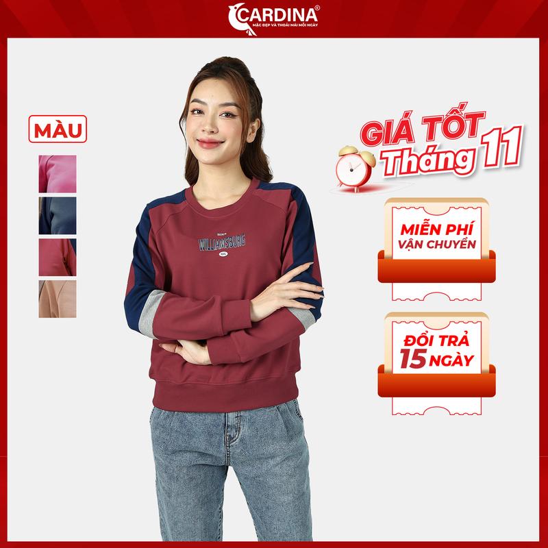  Áo Nỉ Nữ CARDINA Chất Cotton Da Cá Cao Cấp Phối Màu Dáng Thể Thao Trẻ Trung 2AF19  Không Kèm Quần  Sport Chạy Bộ 