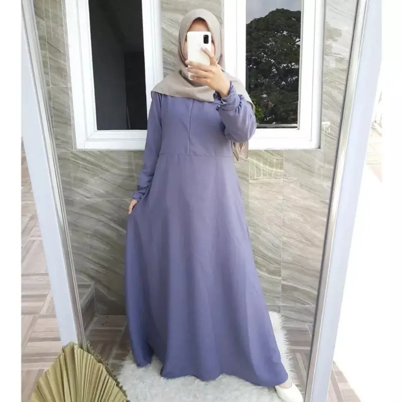 Gamis Basic Polos/ Dress Wolfis Basic Syar'i Mewah 7