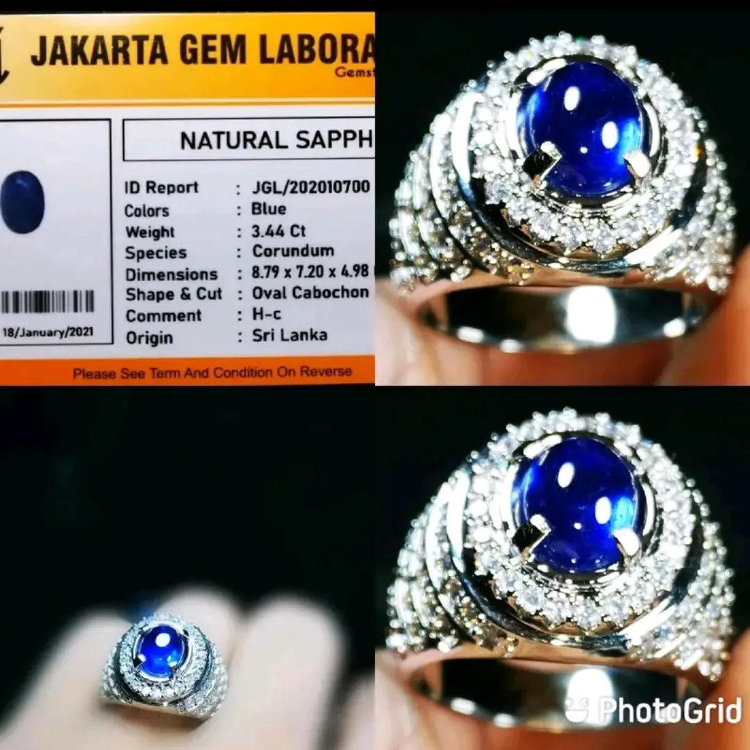 Cincin Batu Permata Asli Natural Blue Sapire Cakep Kristal