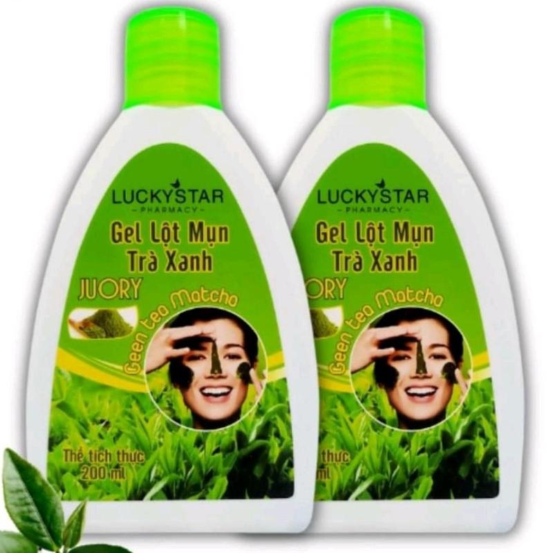   kèm cọ+giấy  Gel lột mụn trà xanh chai Lucky Star 200ml Skincare Làm Đẹp Da 
