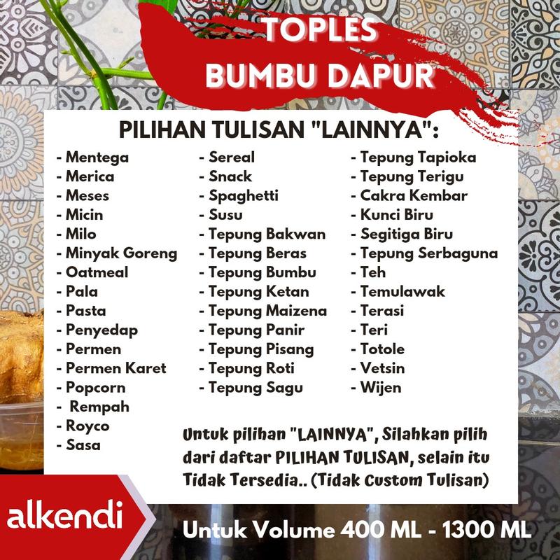 TABUNG 1000 ML - TOPLES BUMBU DAPUR - TUTUP NATURAL (BENING) 3