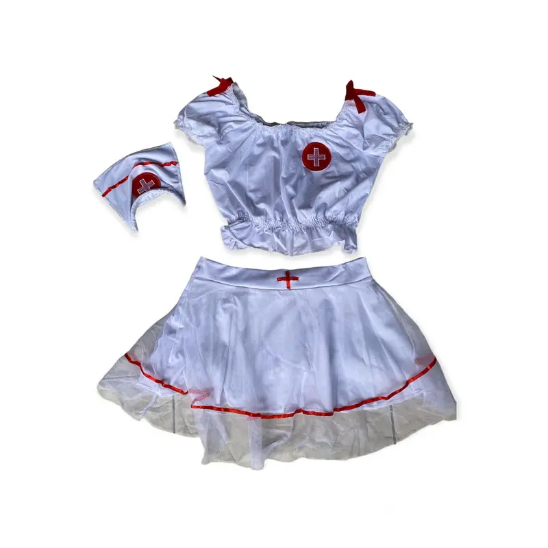 Kostum setelan wanita bahan spandex lingerie cosplay suster/nurse jumbo baju tidur wanita 0