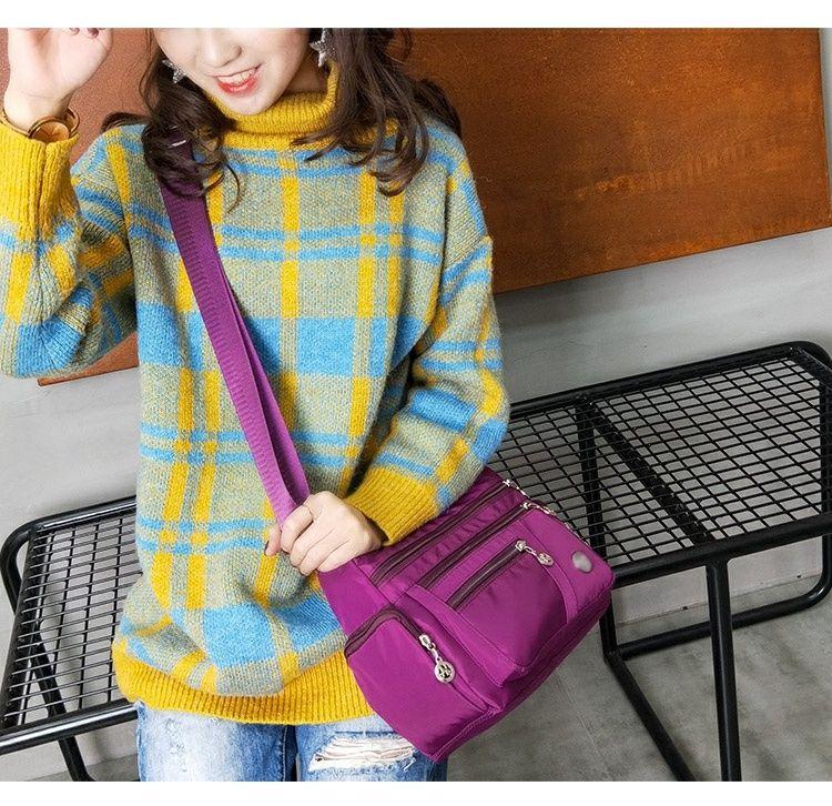 Product Introduction of Women's Bag Mother's Bag New 2025 Middle-Aged Women's Bag Nylon Canvas Bag Waterproof Multi-Layer Shoulder Messenger Bag 31