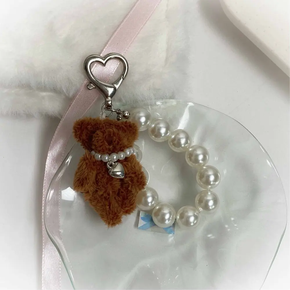 Kawaii Plush Cell Phone Chain Love Heart Rabbit Bracelet Key Chain Cute Bag Charms Cute Doll Key Ring Gifts