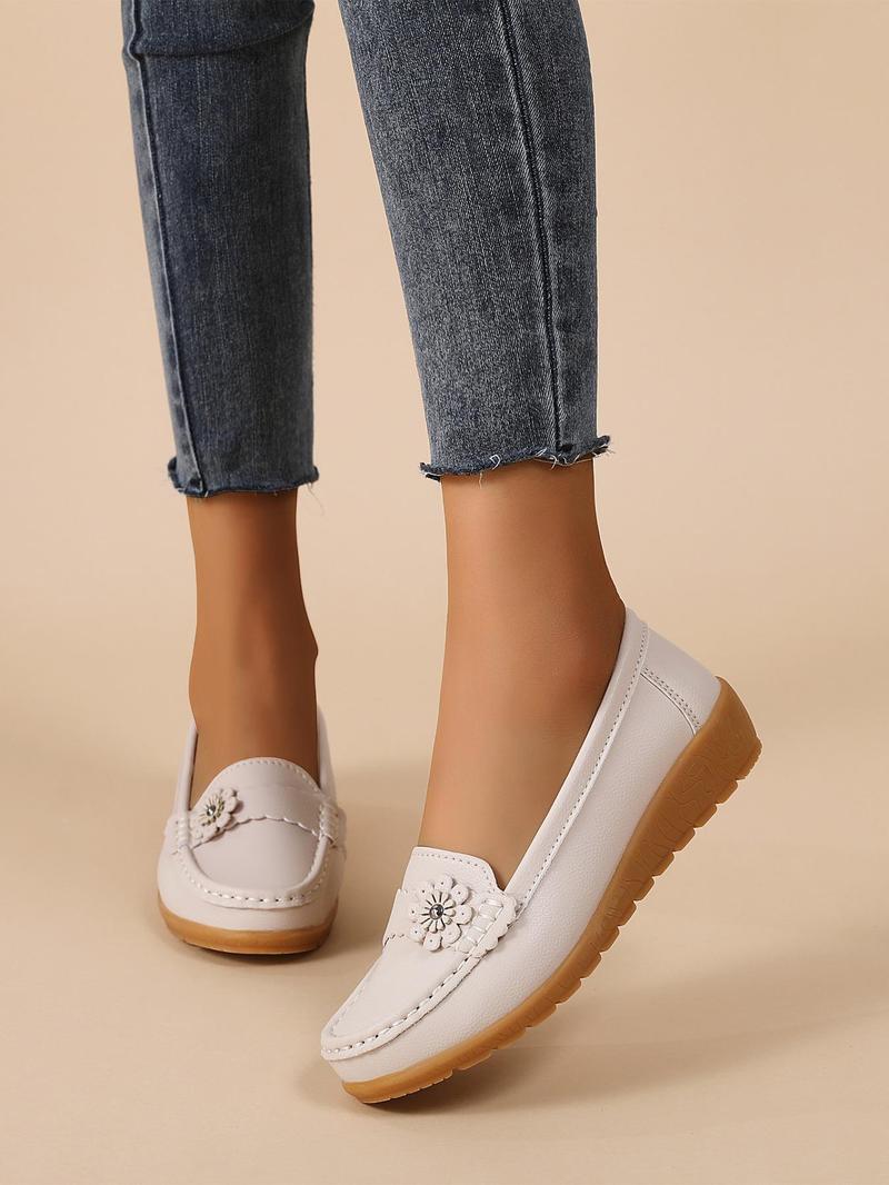 Product Introduction of Women's Fashionable Flower Decorated Slip on Flats, Casual Comfortable Flat Shoes for Daily Wear, Lightweight Breathable Shoes for Women & Girls 8