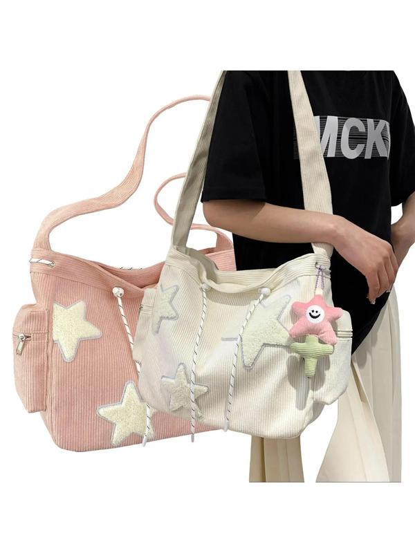 Women's Star Patched Design Tote Bag, Mother's Day Gift, Fashionable Large Capacity Shoulder Bag for Daily Used, Casual Trendy Versatile High-quality Daily Commuting Purse Bag, Girlfriend Gifts 7