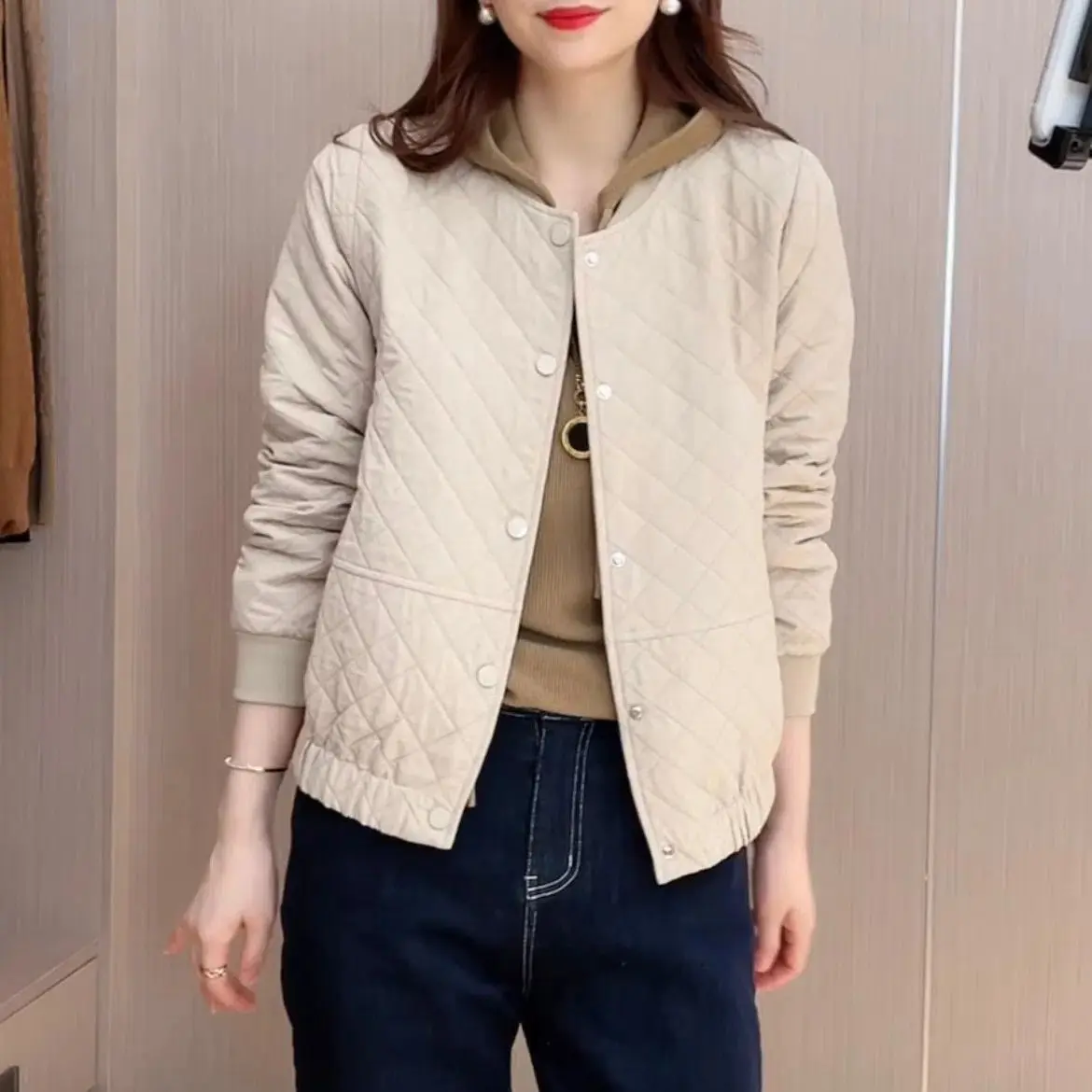 Áo Khoác Đệm Cotton Cho Nữ, Áo Phao Cotton Dày, Đồng Phục Bóng Chày Hàn Quốc, Nhẹ Và Thời Trang, Cộng Với Kích Thướ, Mùa Đông, Mới