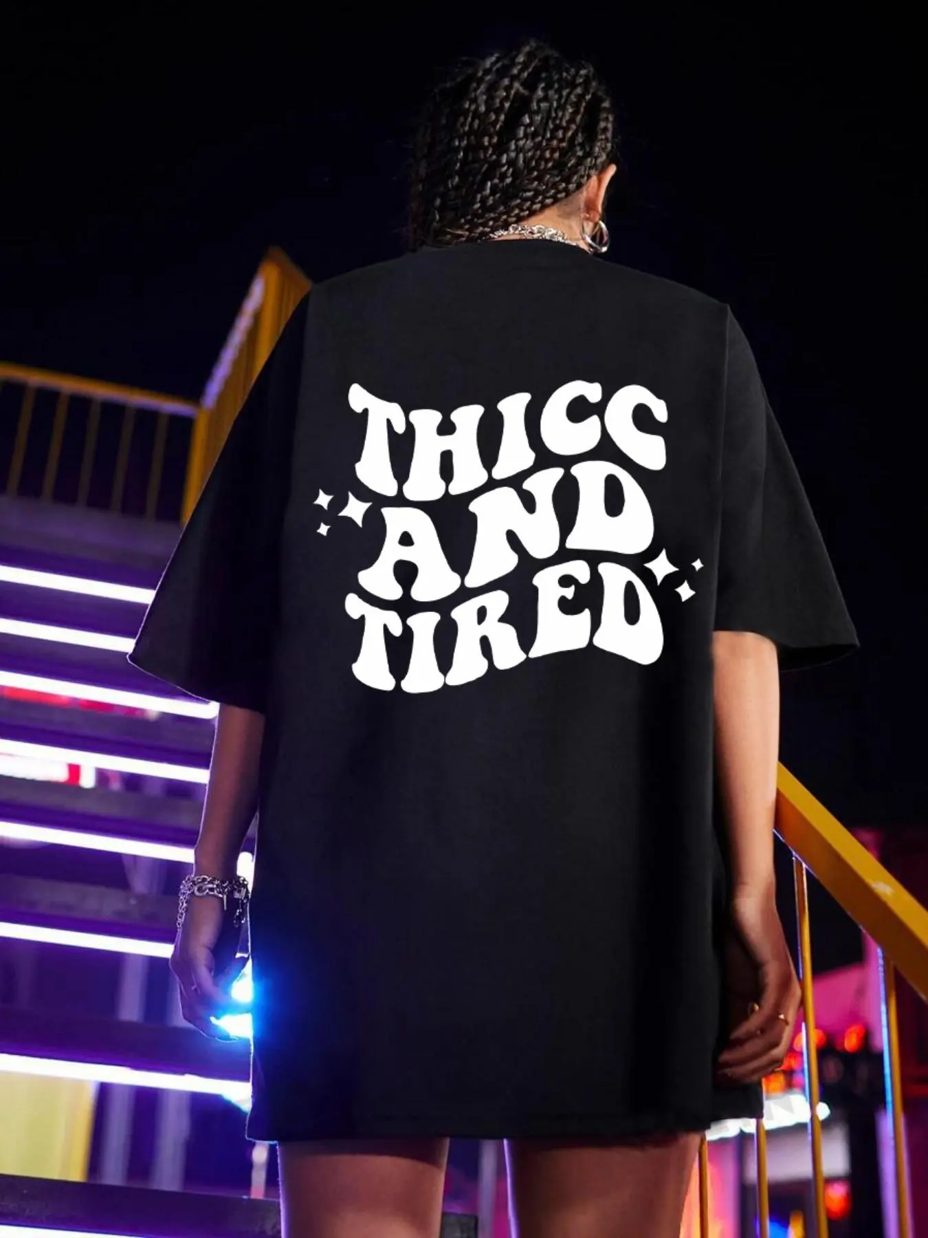 Women's Letter Print Drop Shoulder Tee, Casual Half Sleeve Round Neck T-shirt for Summer, Streetwear Women's Top for Daily Wear, Summer Clothes