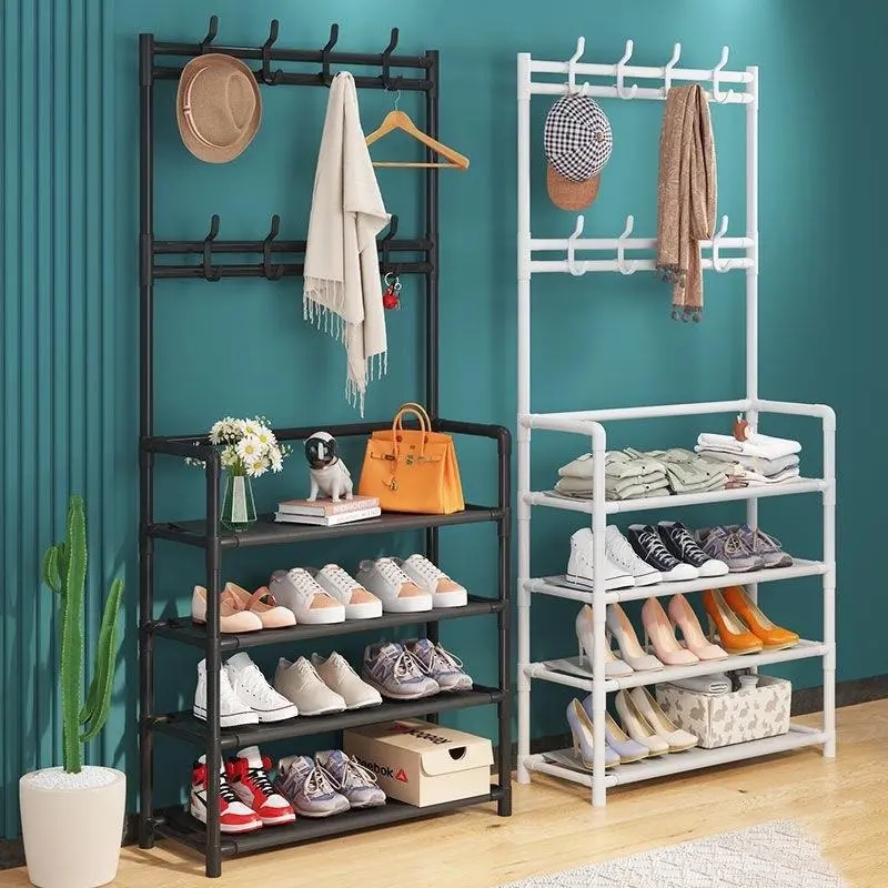 KỆ GIÀY DÉP 4-5 tầng thông minh kèm móc treo đồ tiện lợi, ( KHÔNG LẮP CHE ) 0