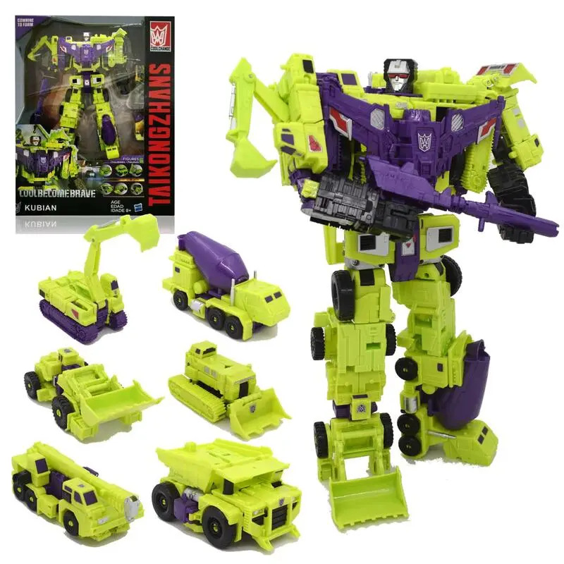 HZX 6In1 Devastator Haizhi Transformation Toys Anime Action Figure KO G1 Robot Aircraft Engineering Vehicle Model NO Box