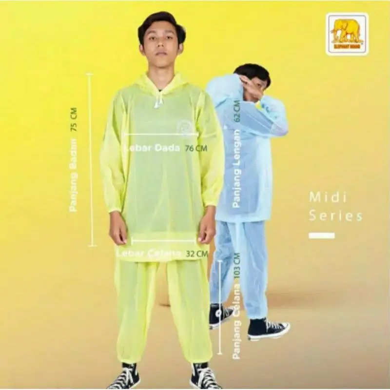 Jas Hujan Setelan Dewasa Ponco + Celana Midi / Elephant Brand 2