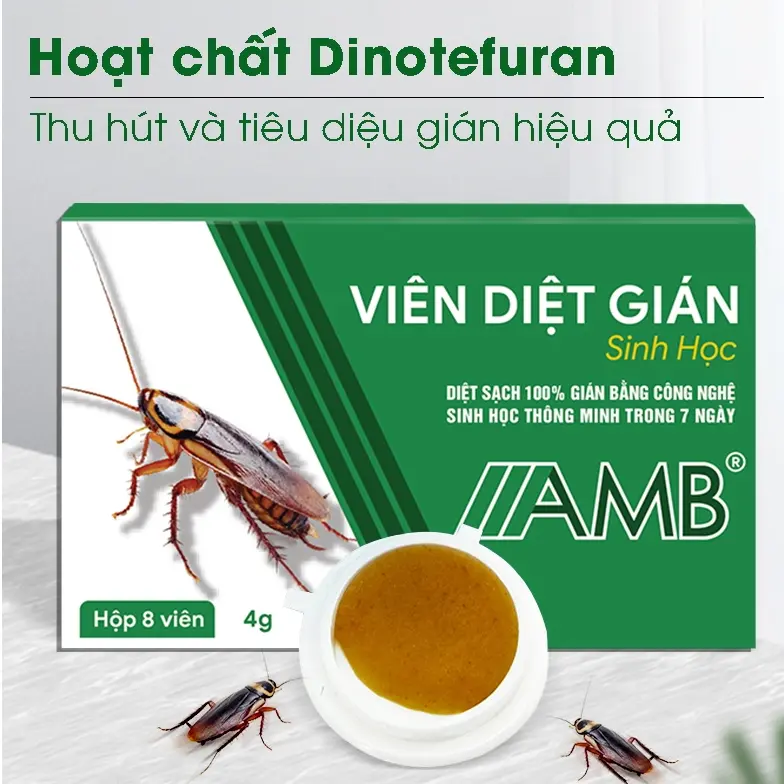 Hộp Viên diệt gián sinh học AMB Viện Hàn Lâm khoa học Việt Nam HỘP 8 viên an toàn trẻ em và vật nuôi