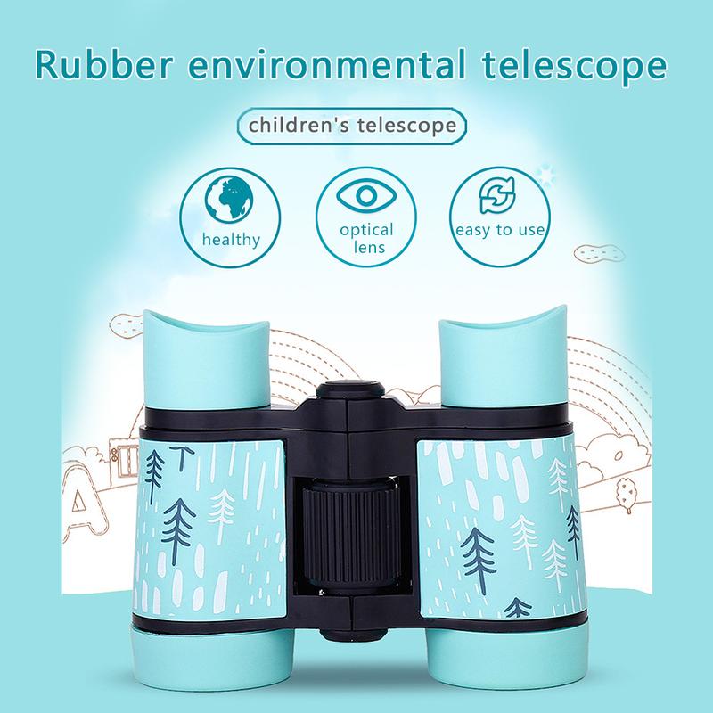 Kids Binoculars Shockproof Toy for Bird Watching Educational Learning 4X30 Zoom Small Pocket Telescope Soft Rubber Anti-skid #312155 0