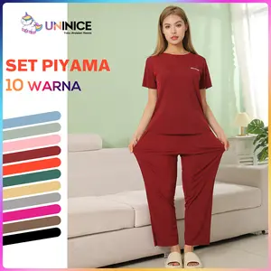 UNINICE Set Piyama Wanita Polos/Set Harian/T-shirt Dan Setelan Celana/Baju Tidur/Setelan Lengan Pendek