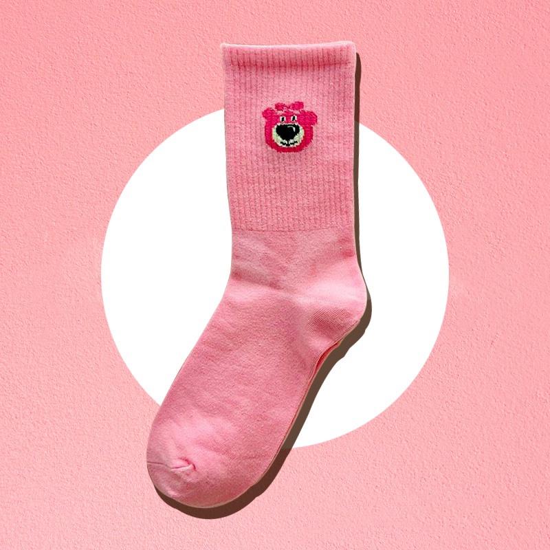 Product Introduction of Pink Bear Cartoon Cute Sweet College Style Autumn Winter Stockings Women 26