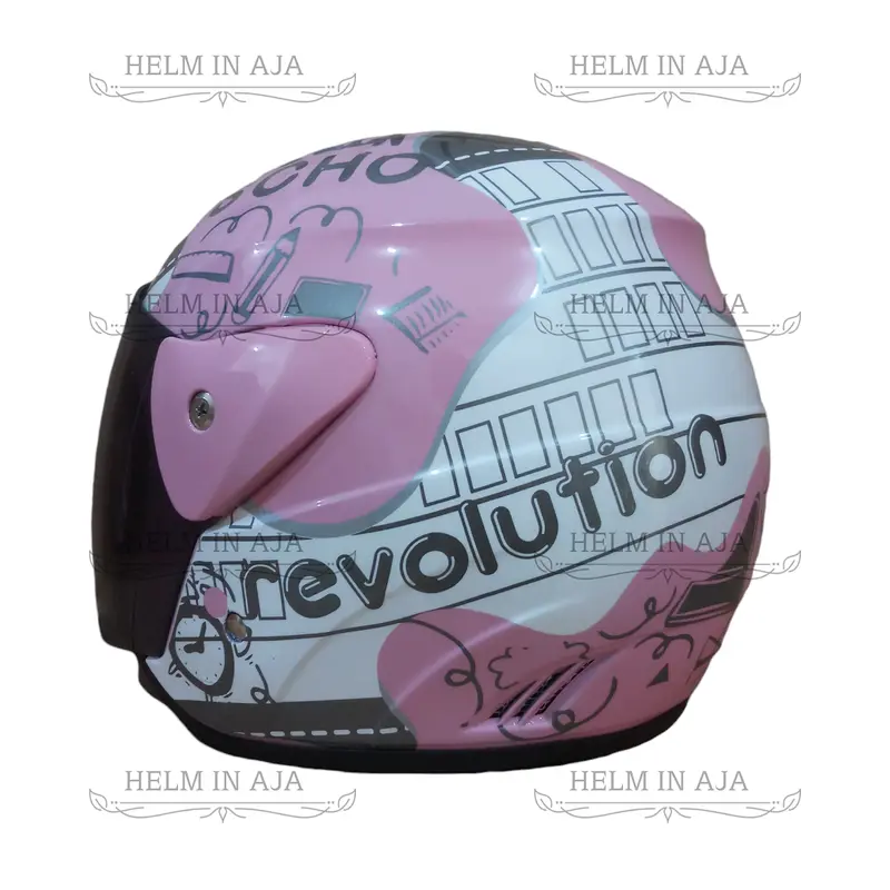 HELM HALF FACE DEWASA EVOLUTION SEPERTI HELM GM ORIGINAL MOTIF REVOLUTION PINK PASTEL FREE BUBBLE WRAP 1