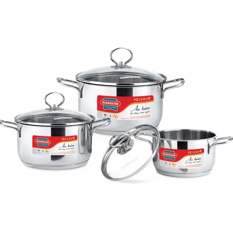Bộ Nồi Sunhouse 888 Inox cao cấp 5 đáy,siêu bền
