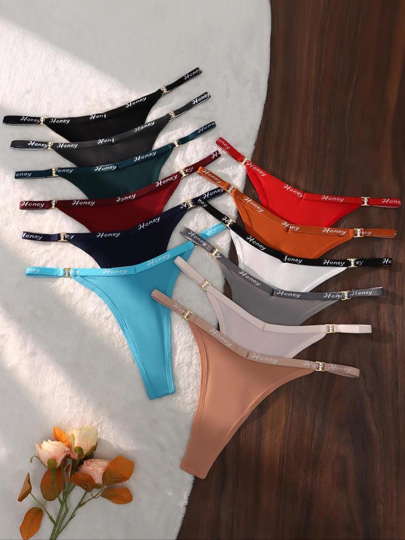Product Introduction of Women's Letter Tape Drop Waist Thong, Soft Comfy Breathable Panty for Daily Wear, Women's Underwear for All Seasons 1