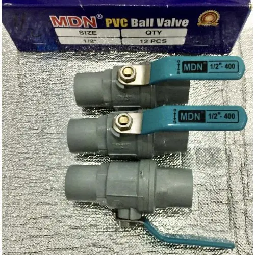Stop Kran Ball Valve Gagang Besi Stainless MDN Pipa PVC 1/2 Inch 3/4" - 1/2 Inch
