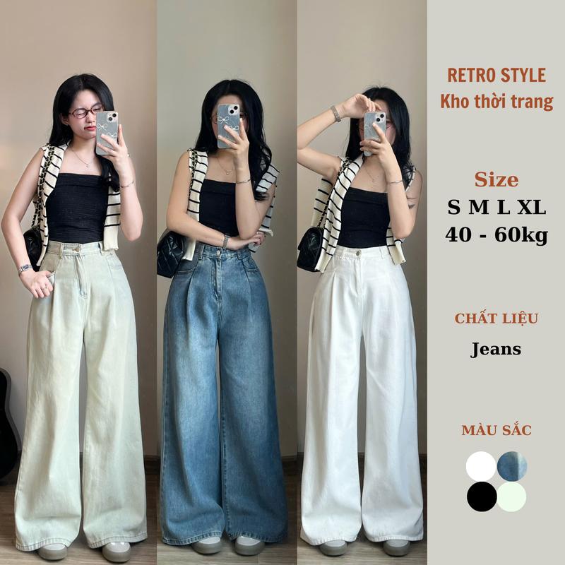   JEAN PREMIUM  Quần jean xuông ly trước ống rộng tôn dáng cho Nữ Women 