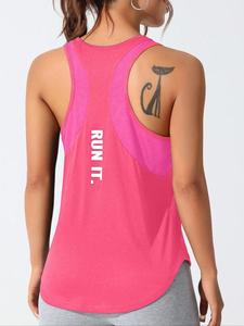 Top tipo chaleco de yoga transpirable de secado rápido para mujer, camiseta sin mangas para entrenamiento con estampado de letras sexy, diseño calado y sin espalda, ropa de gimnasio para fitness