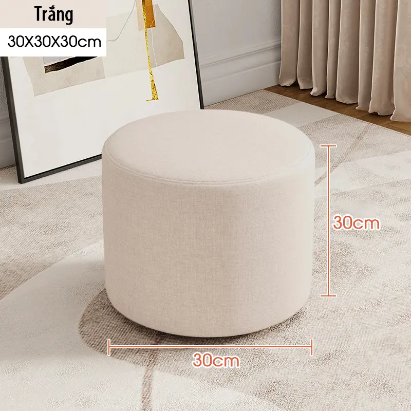 Ghế Đôn Sofa TRÒN FOREVER 84, Ghế Bàn Trang Điểm MÀU NÂU 30x30x30CM - Bọc Mút Dày Dặn - ĐỔI TRẢ TRONG VÒNG 3 NGÀY 1