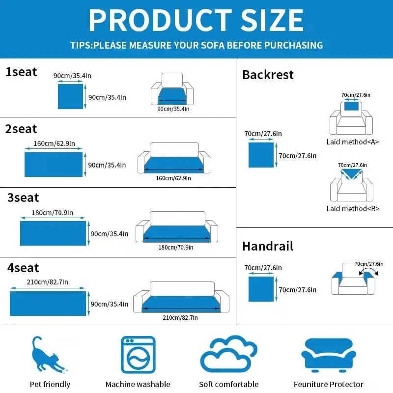 Solid Color Sofa Cushion Cover, 1 Count Modern Non-slip Sofa Seat Cover, Dustproof Sofa Protector for Home Living Room Office Decoration 1