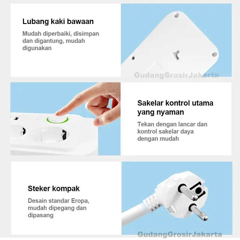 2500W Stop Kontak USB Kabel Serbaguna Multiguna Panjang 2 Meter Original Power Socket 3 Colokan+ 1 TYPE-C + 4 USB Putih/Hitam Tembaga 8