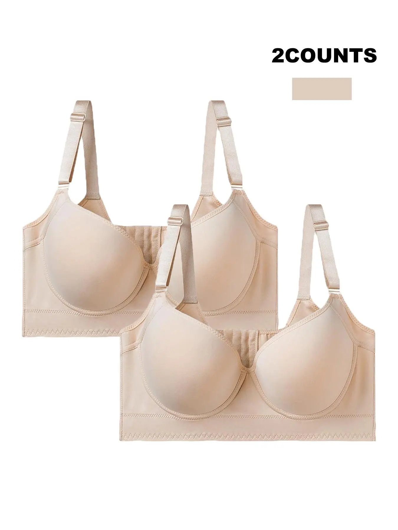 Women's Solid Adjustable Strap Bra, Soft Comfortable Breathable Bra, Women's Lingerie for All Seasons