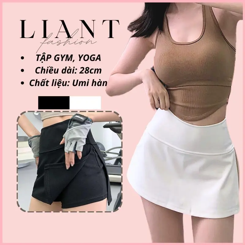 JEDIFSHOP [LB10 CHẤT UMI] Chân váy ngắn chữ A xẻ tà LIANT chất vải umi co giãn bó sát không nhăn cao cấp, quần váy thể thao