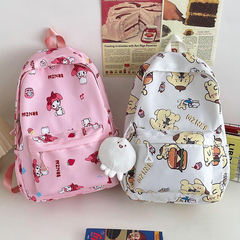 Ba Lô Graffiti Kitty, Ngoài Trời, Dễ Thương Và Nhẹ, Thoáng Khí Và Có Thể Đeo Được, Dây Đeo Vai Giảm sức nặng, Dung Lượng Lớn, Thích Hợp Cho Học Sinh, Túi Đi Học 4