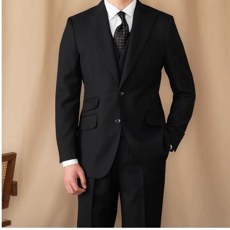 Thuận May Đo-bộ vest form dáng châu Âu cổ điển-màu Đen vải wool- size từ 55-83kg 3